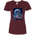 thumbnail image 1 of Full Moon Snow Wolf Howling Animal Lover Womens Graphic T-Shirt, 1 of 1