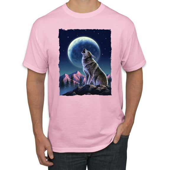 Full Moon Snow Wolf Howling Fashion Graphic T-Shirt, Light Pink, 3XL