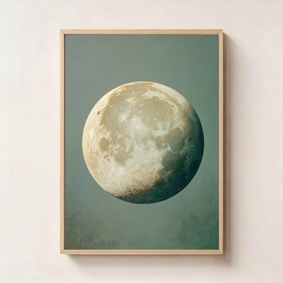 Full Moon Wall Art Celestial Lunar Print,, Unframed Canvas 8x10in
