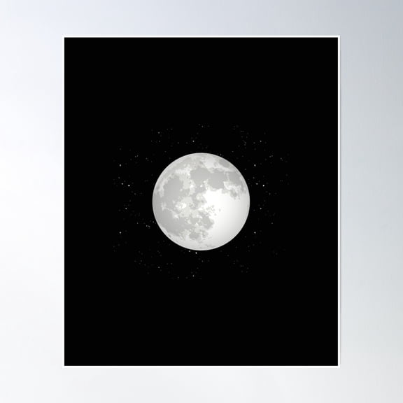 Full Moon With Stars Poster Wall Art, Modern Wall Decor, 8x12 UNFRAMED