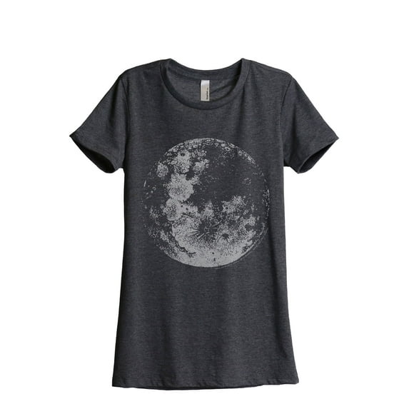 Full Moon Women's Fashion Relaxed T-Shirt Tee Charcoal Grey Large