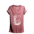 thumbnail image 1 of Full Moon Women's Fashion Relaxed V-Neck T-Shirt Tee Heather Rouge X-Large, 1 of 3