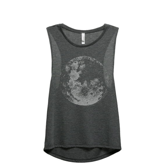 Full Moon Women's Fashion Sleeveless Muscle Workout Yoga Tank Top Charcoal Grey Large