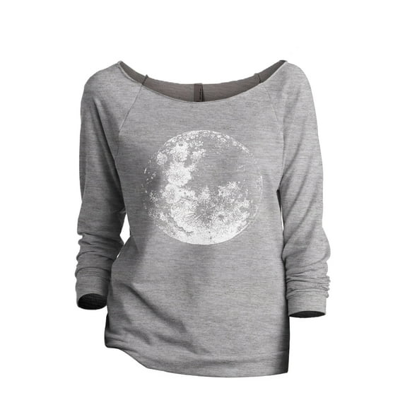 Full Moon Women's Fashion Slouchy 3/4 Sleeves Raglan Lightweight Sweatshirt Sport Grey 2X-Large