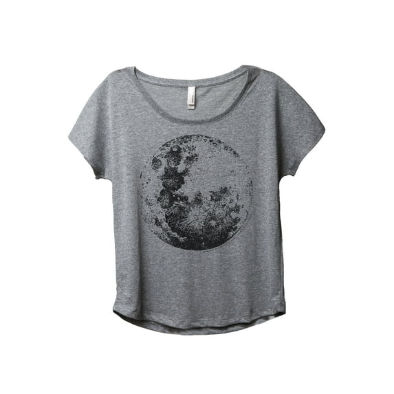 Full Moon Women's Fashion Slouchy Dolman T-Shirt Tee Heather Grey Large