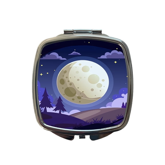Full Moon at Night Travel Makeup Handbag Purse Small Pocket Compact Mirror