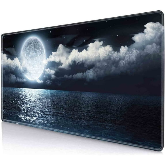 Full Moon on Sea Mouse Pad, Attractive Scenery Large Mouse Pads, Anti-Slip Rubber Base XXL Mouse Pad for Full Desk