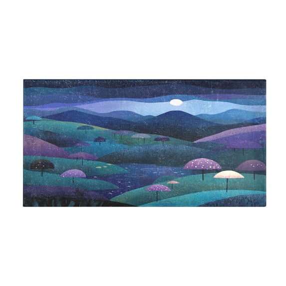 Full Moon over Mountains 39x20" Bath Mat Carpet, Absorbent and Non-Slip for Kitchen or Bathroom, Quick-Drying