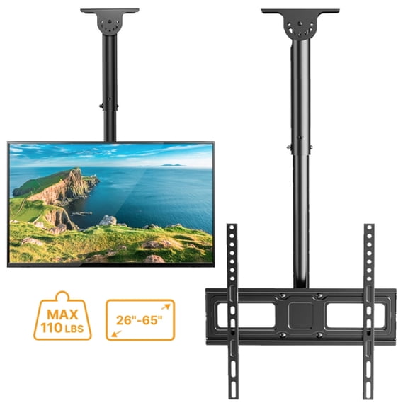 Full Motion Ceiling Mount TV Bracket for 26"-65" Flat TV, Holds up to 110 lbs, Mounting Holes 100x100mm to 400x400mm