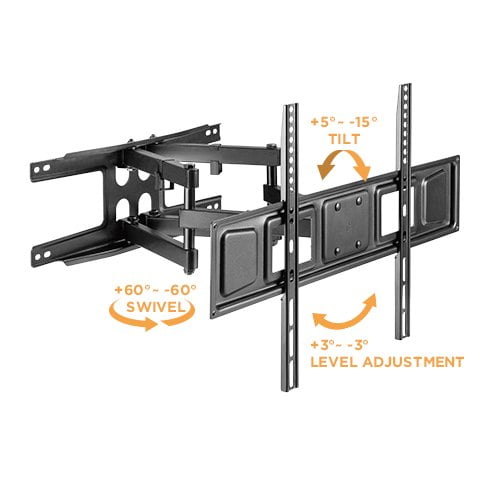 Full-Motion Dual-Arm TV Wall Mount: 37"-80" Screens
