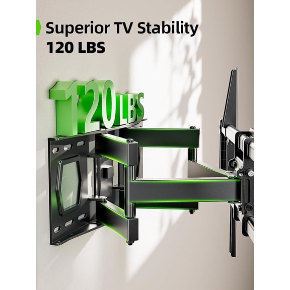 Full Motion TV Mount for 42-80 Inch Flat Screen LED TV up to 120 lbs, Swivel TV Wall Mount Dual Articulating Arms, Tool-Free Tilt TV Bracket Max VESA 600x400mm, for 8-16 in Wood Studs