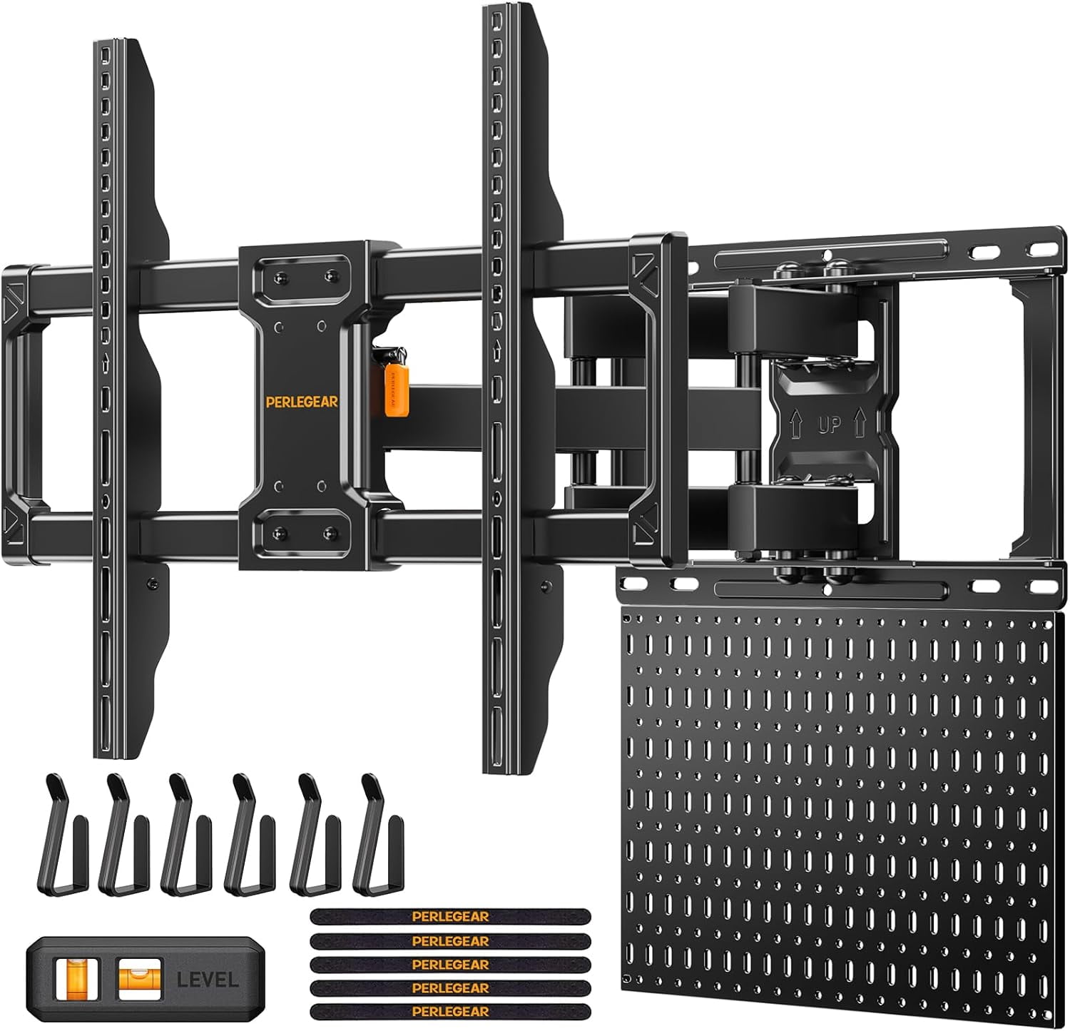 Full Motion TV Mount with Metal Pegboard for Most 4284 inch Flat or