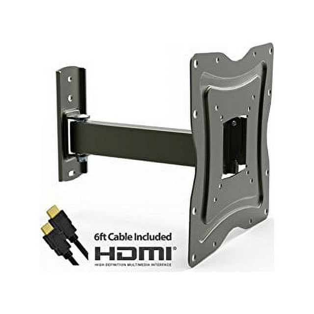 Full Motion TV Wall Mount 10" to 50" TV Display Tilt, Swivel Articulating Arm, HDMI Cable Included