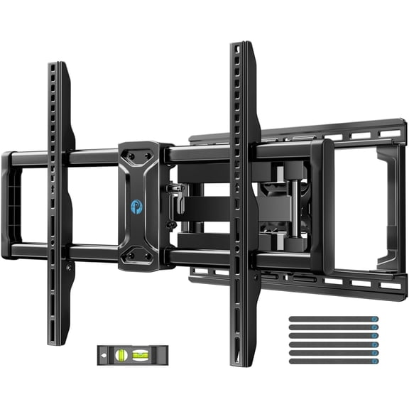 Full Motion TV Wall Mount for 42-85 inch Flat Screen LED TV up to 132lbs Swivel Dual Articulating Arms Mount, Tool-Free Tilt Bracket Max VESA 600x400mm, Fits 8 12 16" Wood Studs
