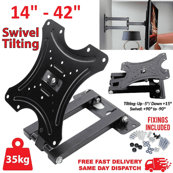 Full Motion TV Wall Mount Bracket Swivel Tilt 17 26 32 40 42 inch LED LCD, Load Capacity 55lbs, Max VESA Mounting 200 x 200 mm
