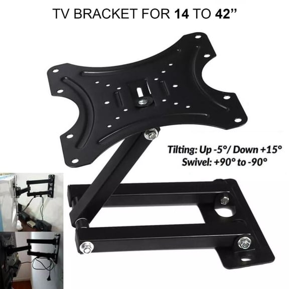 Full Motion TV Wall Mount Bracket for 17-42 Inch Screens, Articulating Swivel Tilting TV Mount with 180 Rotation, Load 35 KG - Universal for LCD LED