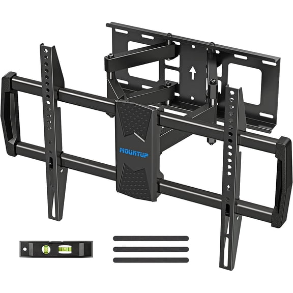 Full Motion TV Wall Mount & TV Mounting Lag Bolt Kit Bundle