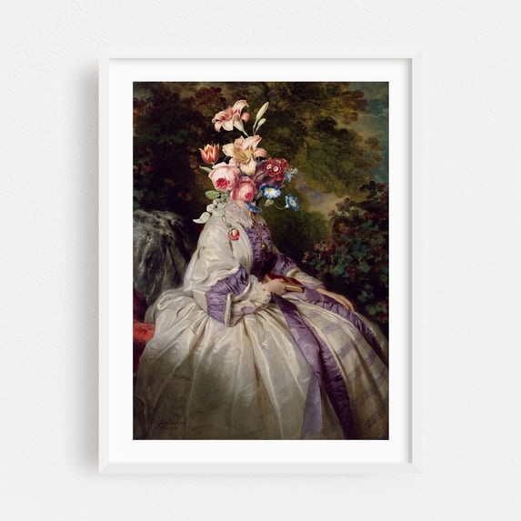 Full Of Bloom Ideas - Photography Surrealism Floral Modern Art Vintage Fashion Victorian Botanical White Framed Wall Art Print 24 x 36 inches