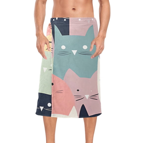 Full Of Cats Bath Towel Wrap for Man Adjustable Shower Wrap Button Closure Body Towel for Sauna Gym
