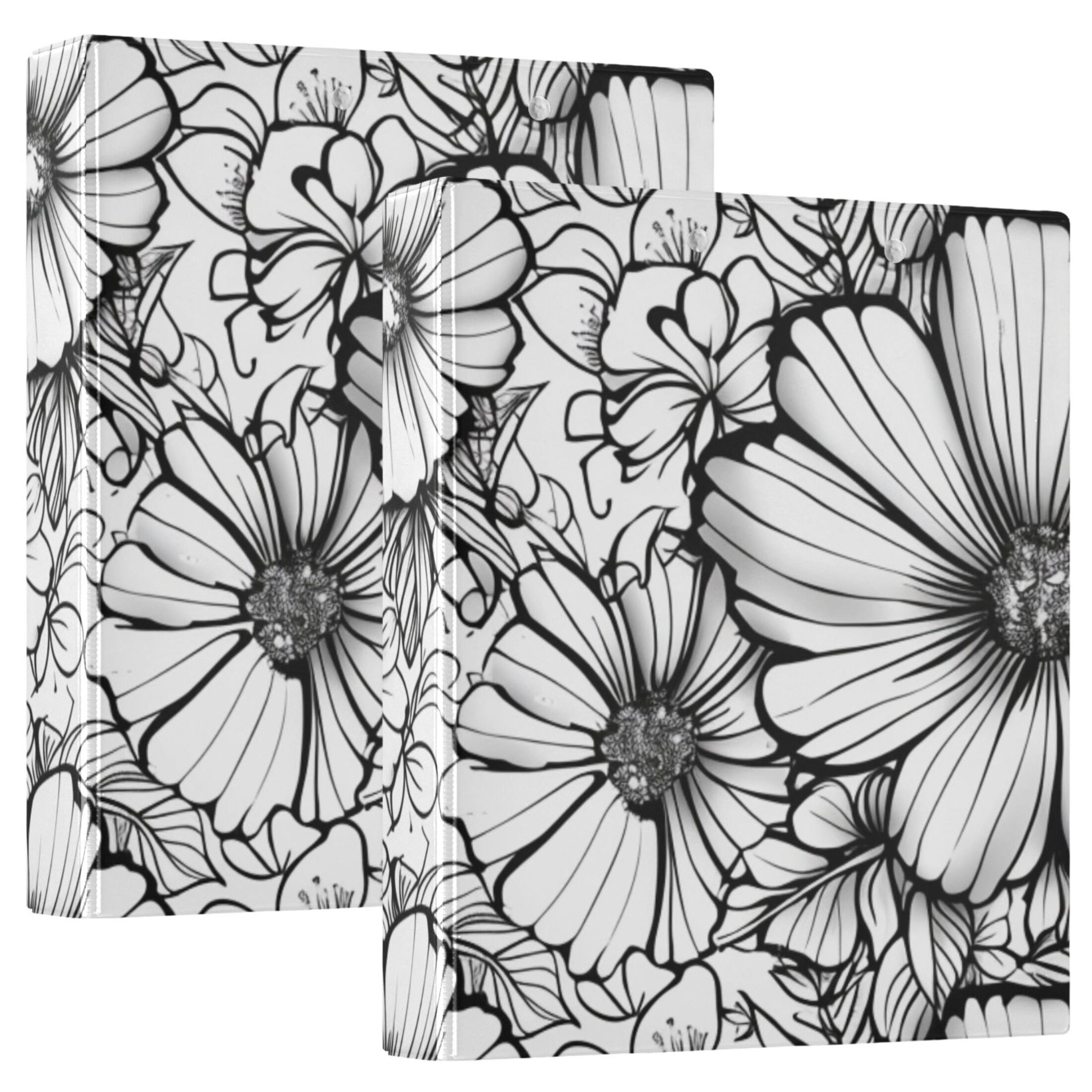 Full Of Flowers 3 Ring Binders 1.5 inch Hardcover File Folders with Interior Pockets A4 Size Organizer for School Office Hospital