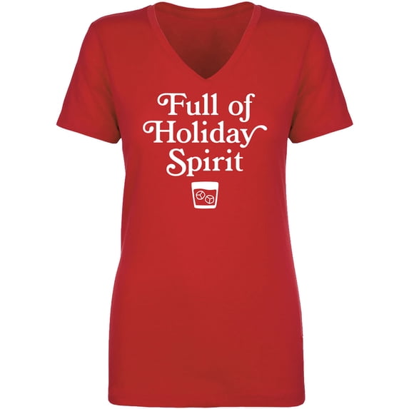 Full Of Holiday Spirit Womens V-Neck T-Shirt