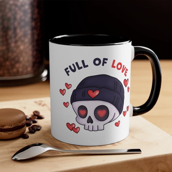Full Of Love Coffee Mug, 11oz VaL1entine Coffee Mug Funny AntiVaL1entine Gift VaL1entines Day Gift Eww VaL1entines Day Chibi Skeleton
