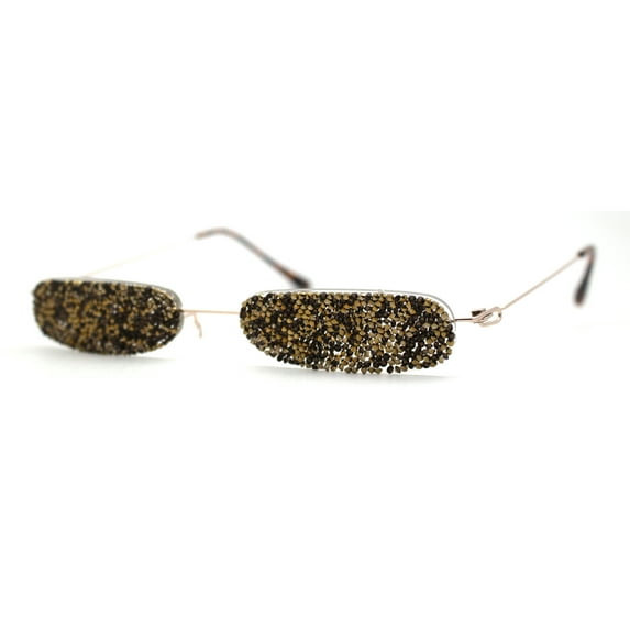 Full Opaque Rhinestone Lens Jewelry Eyeglasses NOT SEE THROUGH Gold Stud