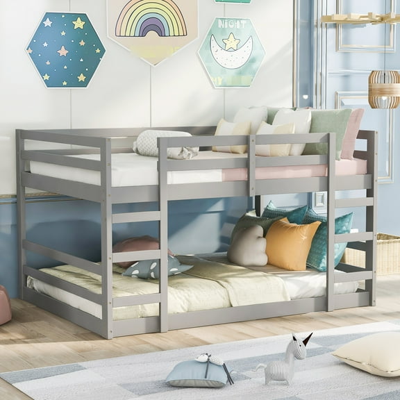 Full Over Bunk Bed In Gray - And Solid Wood, Enhances Bedroom Appearance, Wood Construction, Function, Fits Two Mattresses Easily