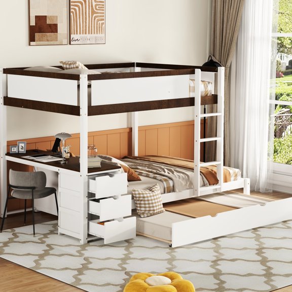 Full-Over-Full Bunk Bed - 2 USB Ports and 2 Three-Holes Plugs - Night Reading Scenario - Convenient Device Charging