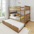 thumbnail image 1 of Full Over Full Bunk Bed With Trundle Bed, Pecan, 1 of 14