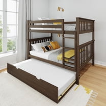Full Over Full Bunk Bed With Trundle Bed, Walnut
