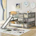 thumbnail image 1 of Full Over Full Bunk Bed with Ladder with Slide, Gray, 1 of 4