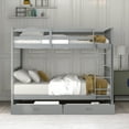thumbnail image 1 of Full-Over-Full Bunk Bed with Ladders and Two Storage Drawers (Gray), 1 of 12