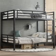 thumbnail image 1 of CAPCAEK Full over Full Metal Bunk Bed with Storage and Guardrail, Noise-Free for Teens and Adults, 1 of 11