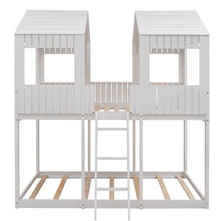 Full Over Full Bunk Bed with Roof, Window and Ladder