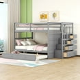 thumbnail image 1 of Full Over Full Bunk Bed with Twin Size Trundle & Staircase, Gray, 1 of 9