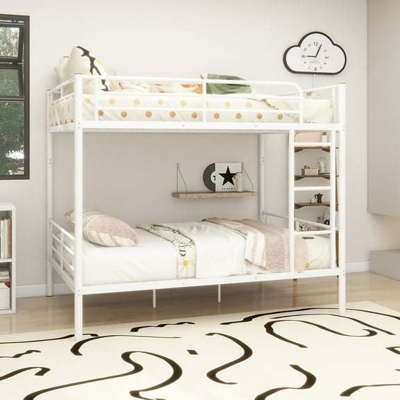 Full Over Full Metal Bunk Bed, White