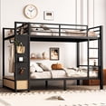 thumbnail image 1 of Full Over Full Metal Bunk Bed with Storage, Ladder & Guardrail for Teens and Adults, 1 of 8