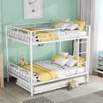 thumbnail image 1 of [Luckynote]Full Over Full Metal Bunk Bed with Trundle, White, 1 of 10