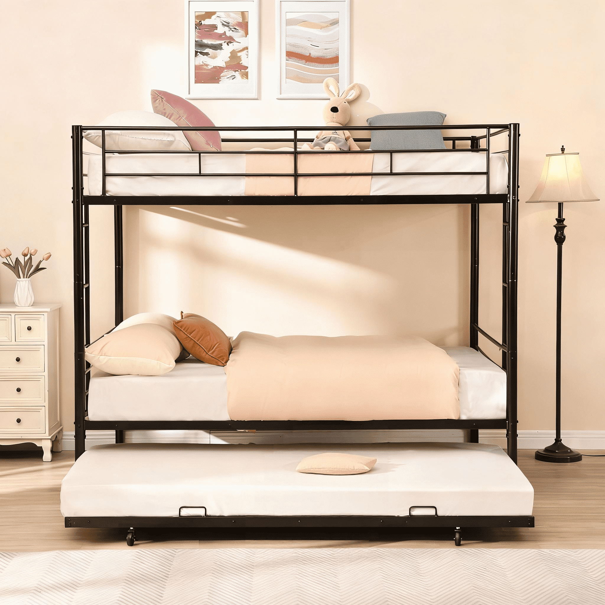 Metal Full Over Full Bunk Bed with Trundle - Walmart.com
