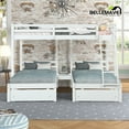 thumbnail image 1 of Full Over Twin & Twin Triple Bunk Bed For Kids, Boys,Girls, Kids Bunk Bed with 3 Storage Drawers, Ladder, Headboard and Safety Guardrail, Convertible to 3 Beds, No Box Spring(White), 1 of 11