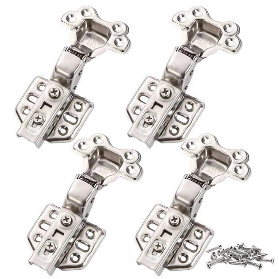 Full Overlay Soft Close Cabinet Hinges, 304 Stainless Steel 4 Pack Hidden Hinge Set, Quick-Release, Cooper Core Hydraulic Cylinder, Concealed Self Closing Hinges for Cabinets Cupboard Door