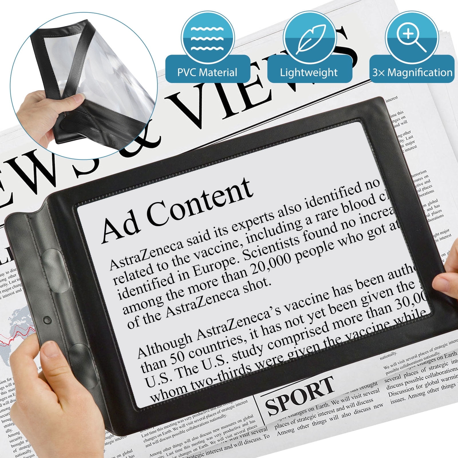 Full Page Magnifying Glass,A4 Magnifier for Seniors,Large Sheet Reading