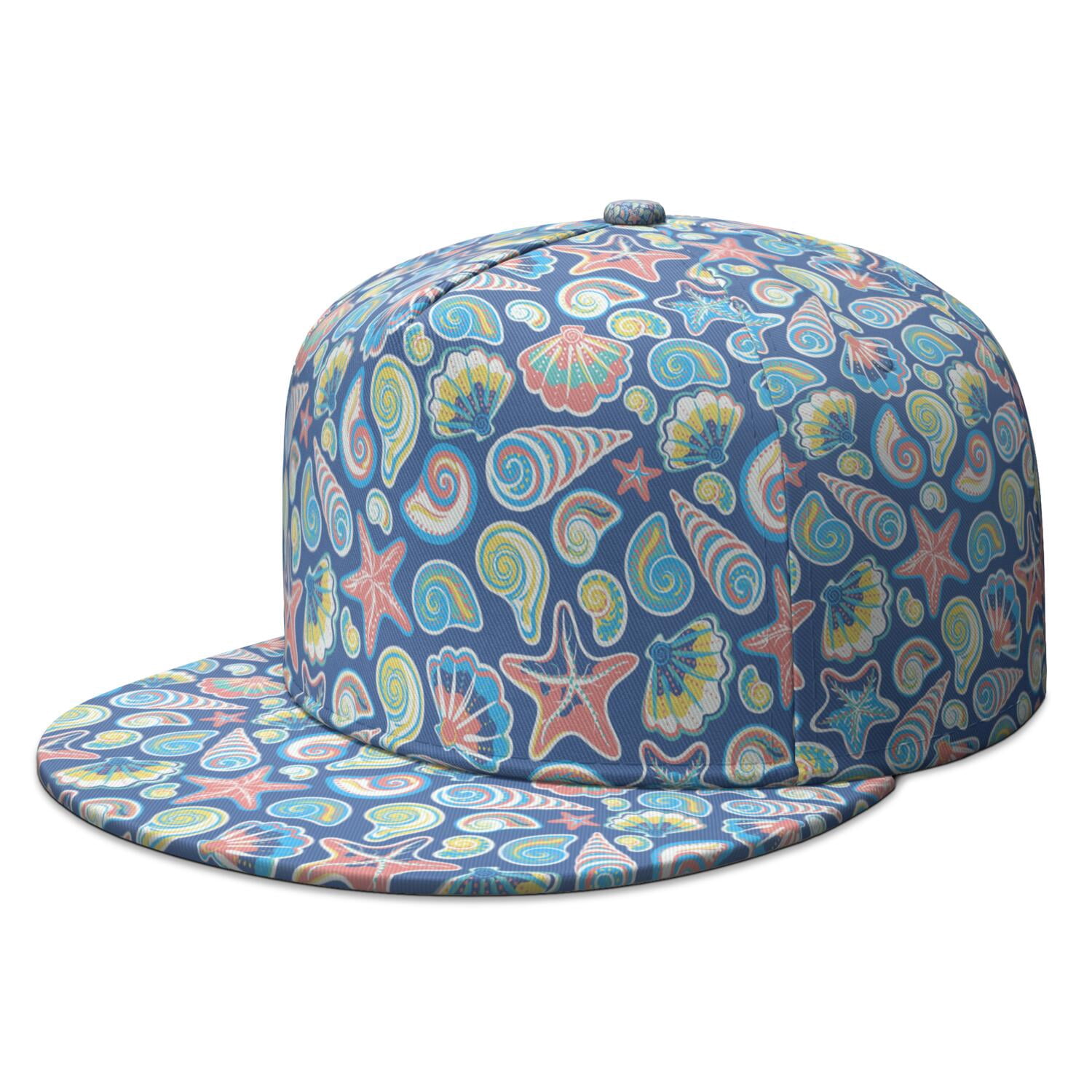 Star Fish Shell Hat Full Panel Cap - Starfish Marine Life Ocean Theme Snapback Hat with ...