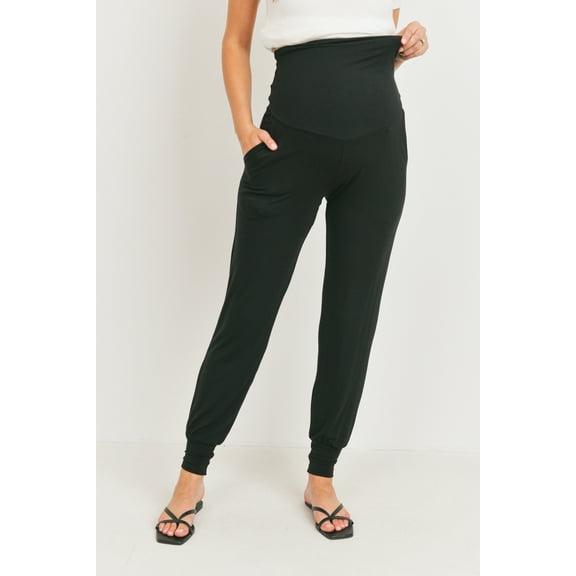 Full Panel Maternity Jogger Pants with Side Pockets