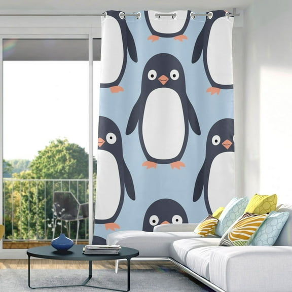 Full Penguins Blackout Curtain Panels Drapes Privacy Assured with Light Filtering Curtains for Living room Bedroom Bathroom Window