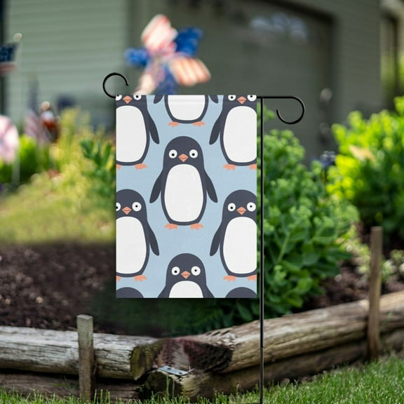 Full Penguins Garden Flag Double Sided Outdoor Banners for Courtyard Outdoor Lawn Farmhouse Holiday Decorations