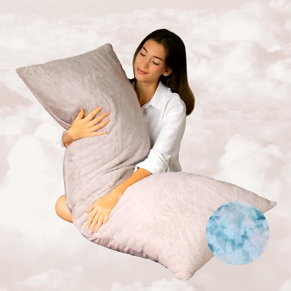 Full Pillow, Soft & Long Pillow for Side Sleepers, & Support, Adjustable Memory with Removable Washable Cover (Lavender , 20" x 54")
