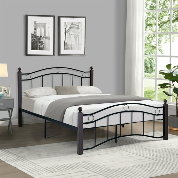 Full Platform Bed Frame, Metal Bed Frame with Headboard and Footboard, Modern Platform Bed with Under Bed Storage and Solid Steel Slats Support, No Box Spring Needed, Black