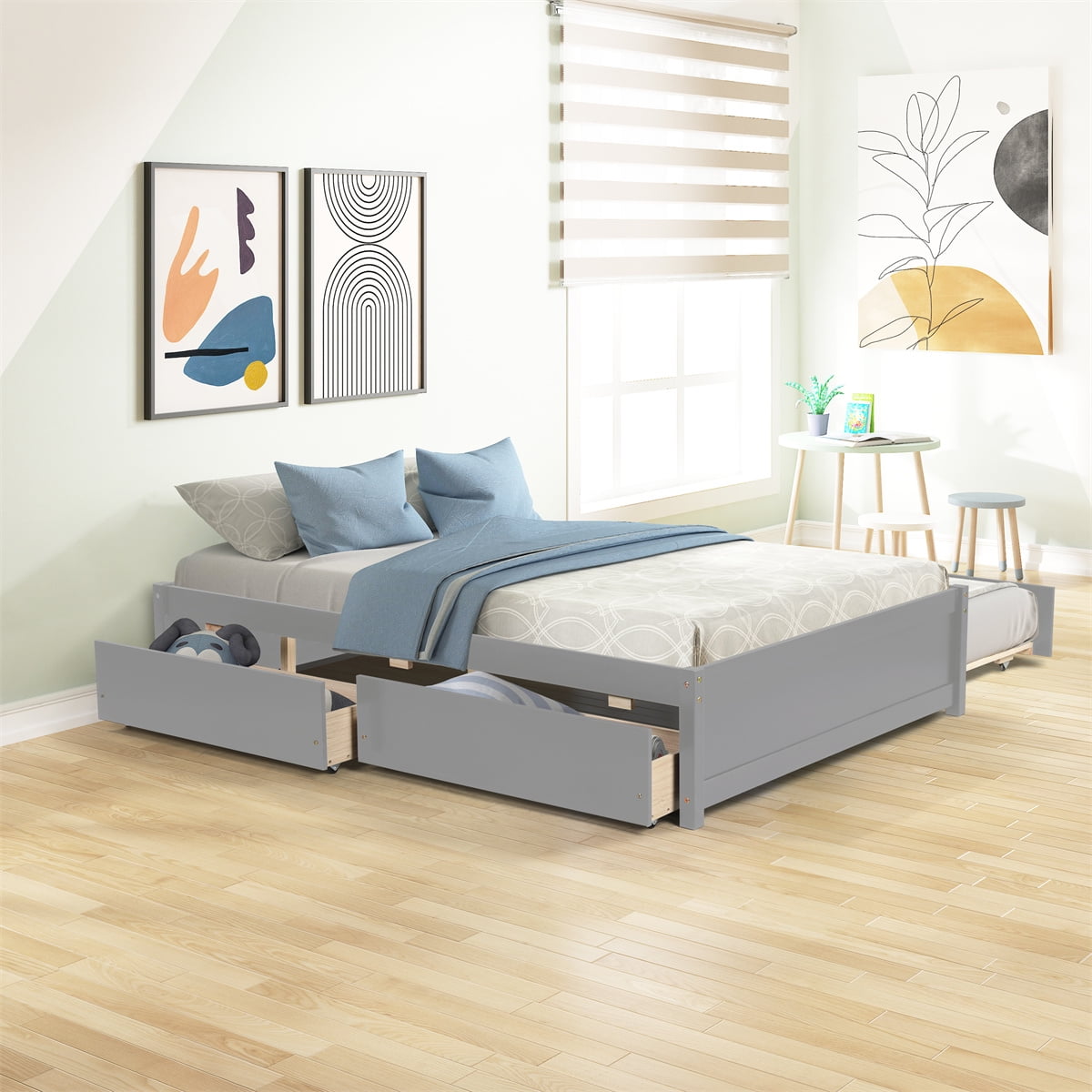 Full bed frame with 2024 twin pull out